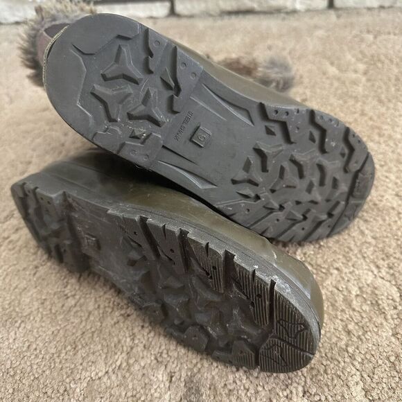 Women’s Boots Rain Winter Snow Mid-Calf Green Duck Boot Faux Fur Lace Up Size 9 - Picture 6 of 6